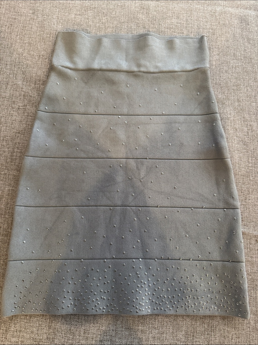 2B Bebe Gray Knit Pencil Skirt with Bead Accents